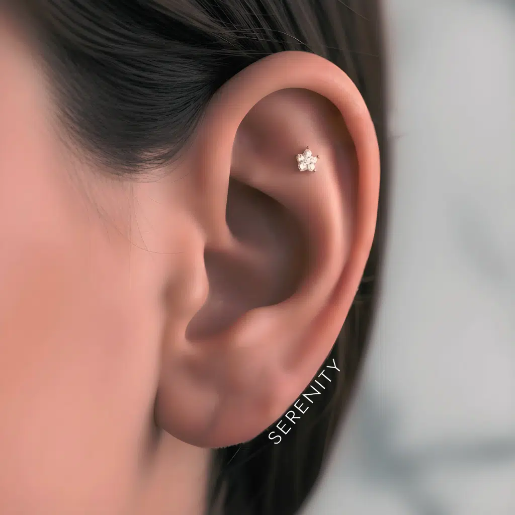 Piercing na região Flat da orelha