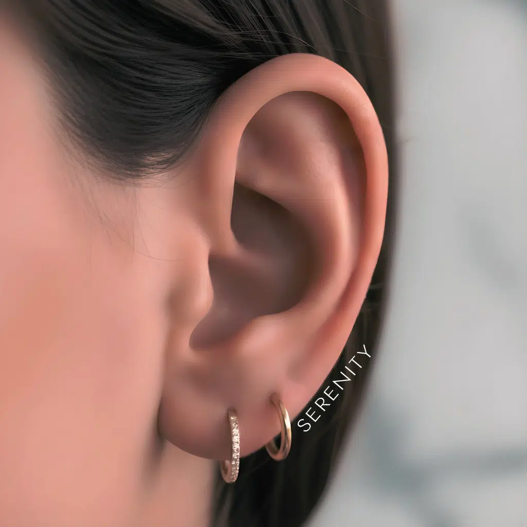 Piercing na região Lóbulo da orelha