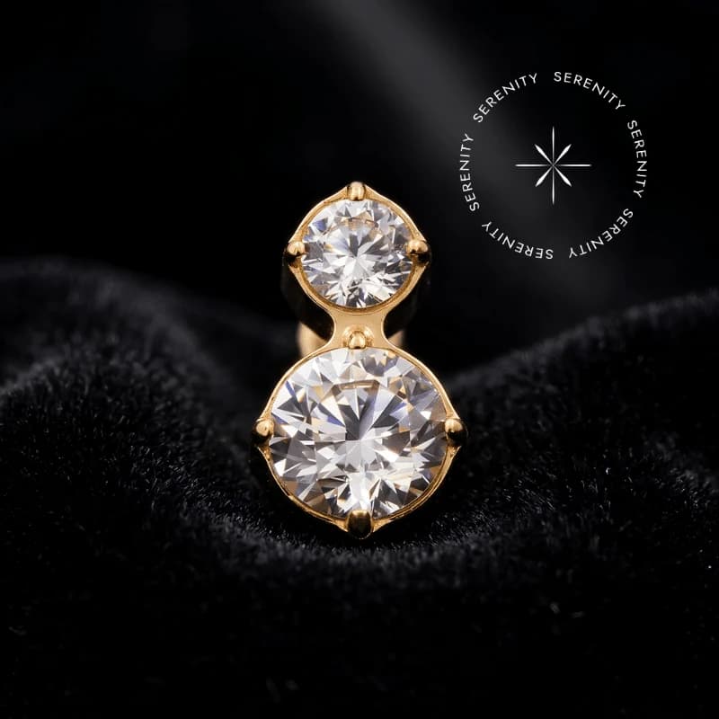TN2290 - Topo Cravejado Duplo - Titânio Revestido de Ouro 18k — foto 1