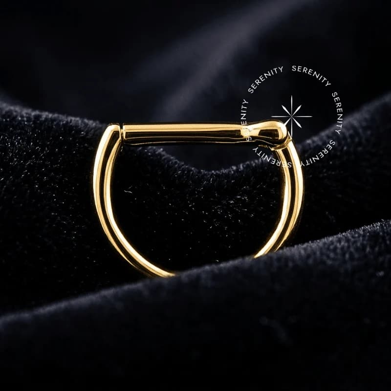OR57 - Piercing Argola D Ring Segmento - Ouro 18k — foto 1