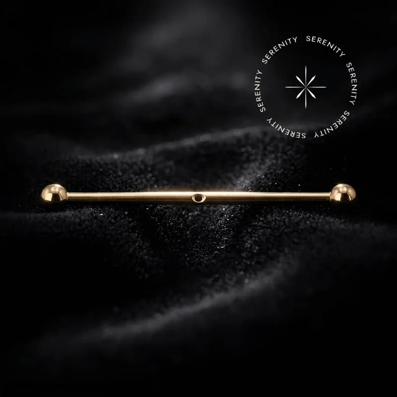TN1927 - Transversal com Rosca Central PERSONALIZÁVEL, rosca de 0.9mm - Titânio Revestido de Ouro 18k. — foto 1