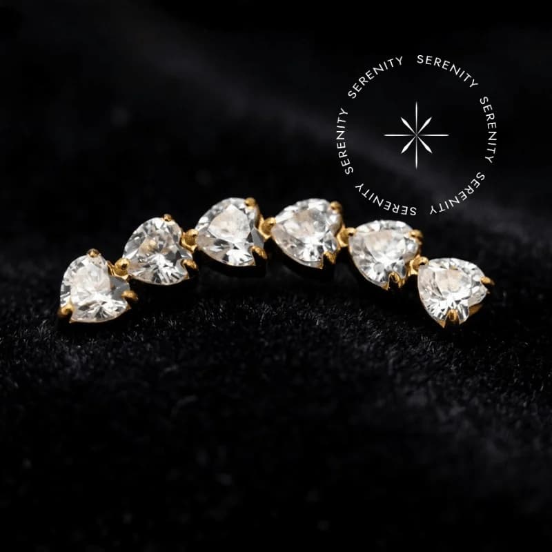 TN1760 - Topo Cluster Seis Corações - Titânio Revestido de Ouro 18k — foto 1