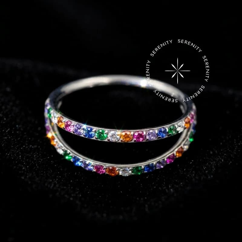 TN145 - Argola Segmento Duplo Cravejada Rainbow - Titânio Grau Implante (ASTM F136) — foto 1