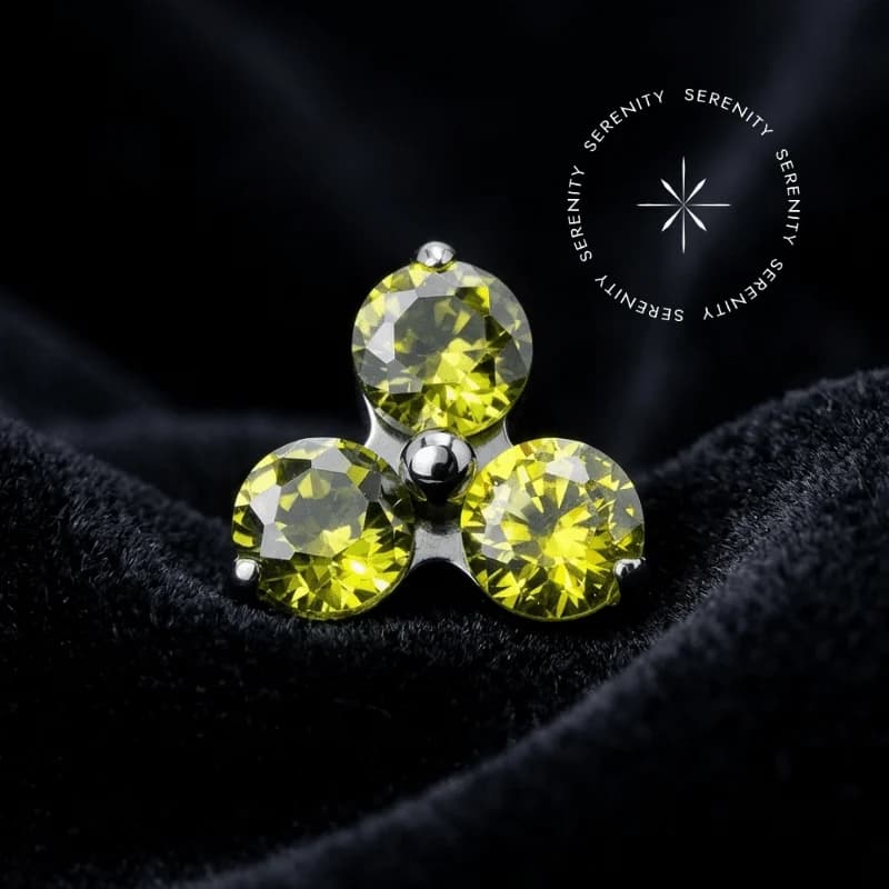 TN2313 - Topo Trinity Lux Zircônia Dark Peridot Push Pin - Titânio Grau Implante (ASTM F136) — foto 1