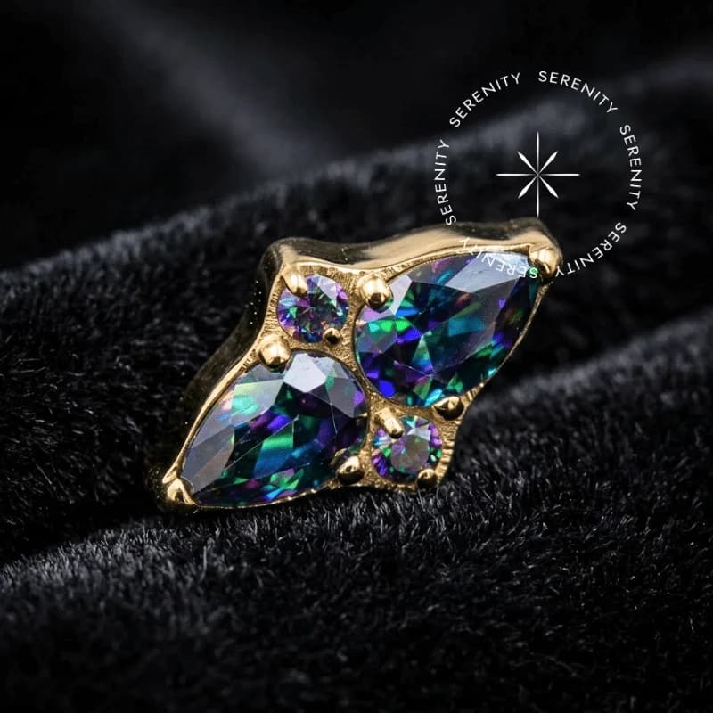 TN680 - Topo Vitrail Medium Boreal - Titânio Revestido de Ouro 18k — foto 1