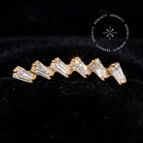 TN2028 - Topo Cluster 6 Baguette CZ - Titânio Revestido de Ouro 18k — foto 1