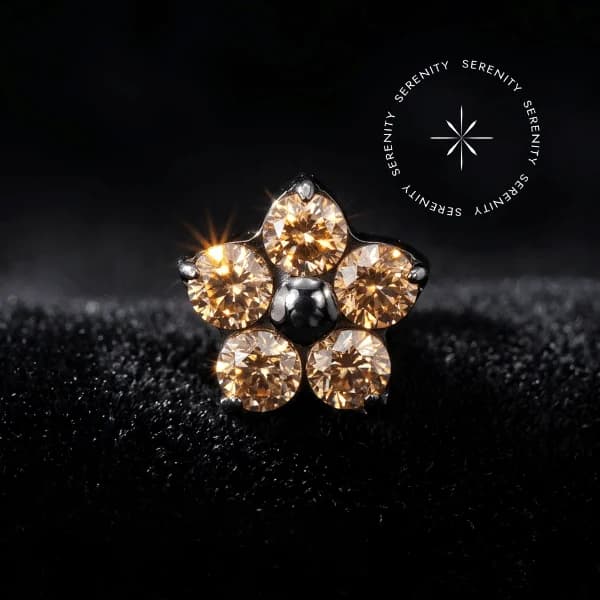 TN1860 - Topo Flor CZ Champanhe 4.5mm - Titânio Grau Implante (ASTM F136) — foto 1