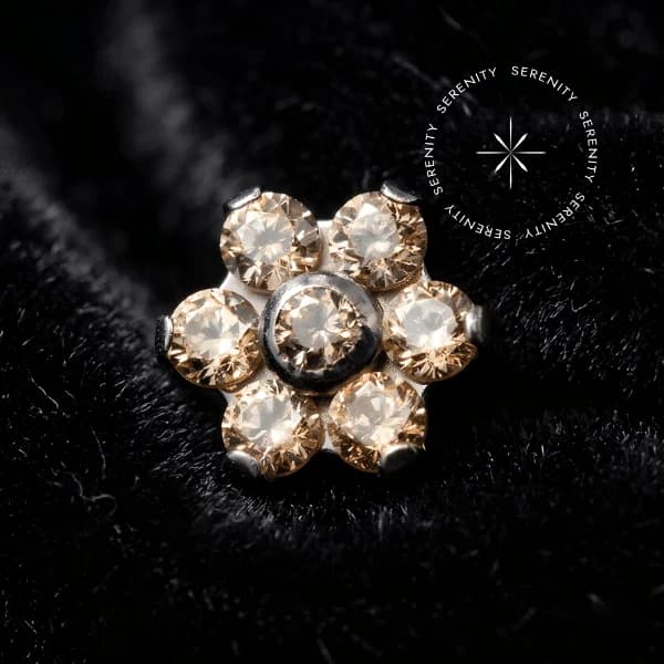 TN2031 - Topo Flor CZ Champanhe 3.5mm - Titânio Grau Implante (ASTM F136) — foto 1