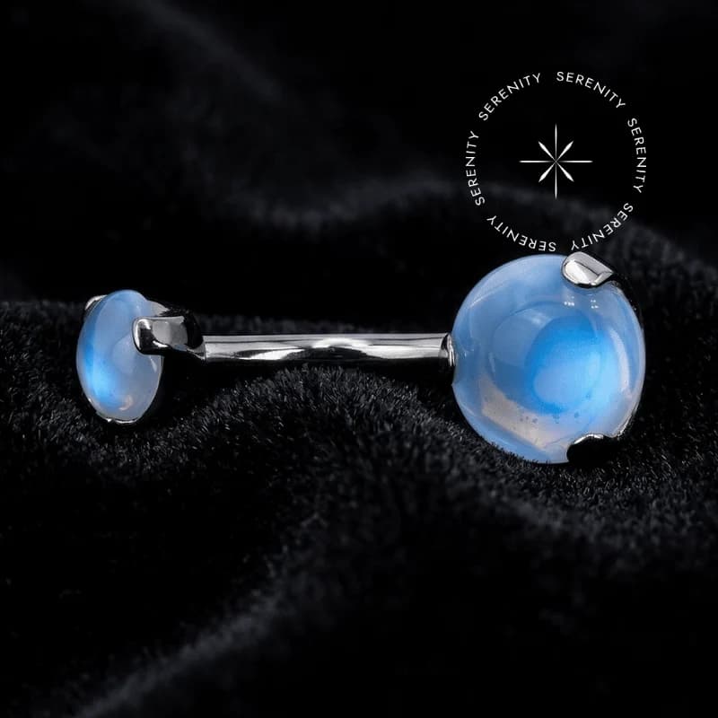 TN2216 - Piercing Umbigo Navel Pedra da Lua - Titânio Grau Implante (ASTM F136) — foto 1