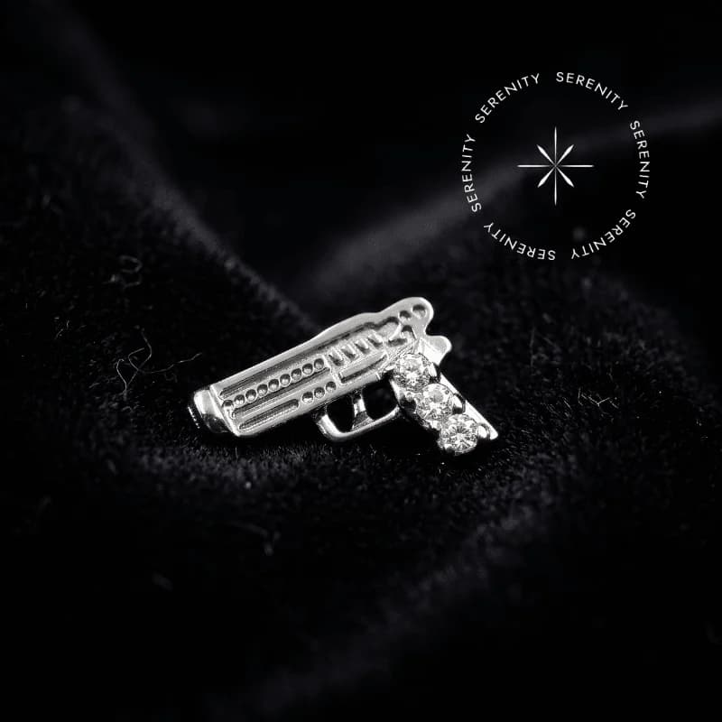 TN944 - Topo Revolver Cravejado - Titânio Grau Implante (ASTM F136) — foto 1