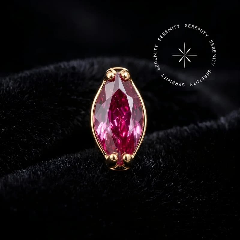 TN2298 - Topo Marquise Pink CZ - Titânio Revestido de Ouro 18k — foto 1