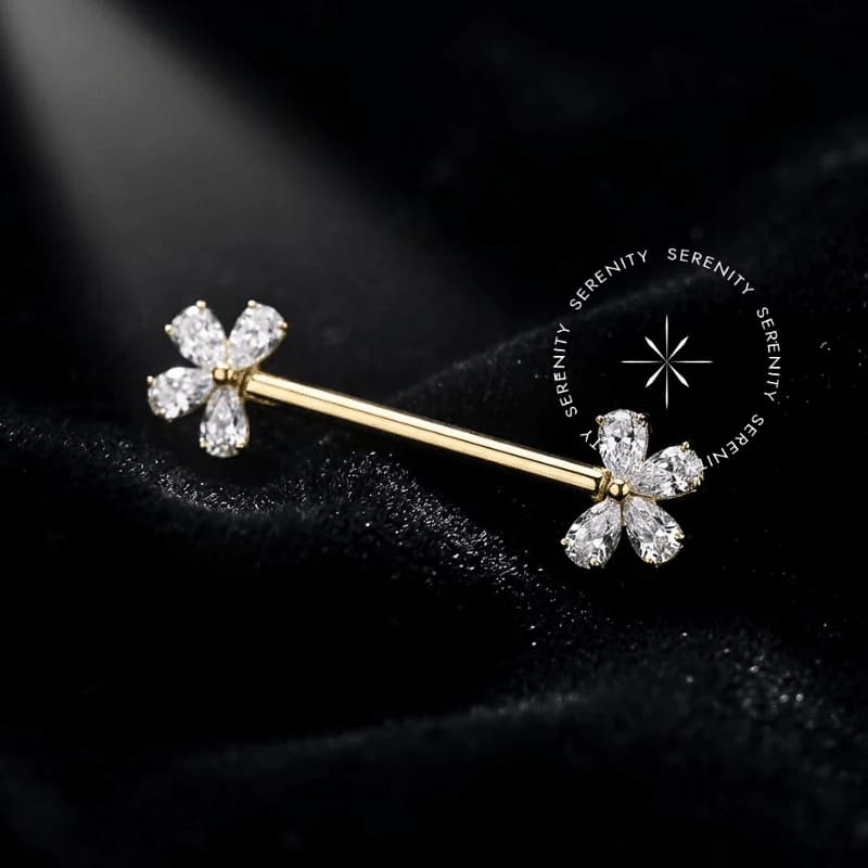 TN1215 - Piercing de Mamilo Borboleta Push Pin - Titânio Revestido de Ouro 18k — foto 1
