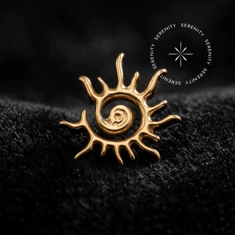 TN1882 - Topo Sol Espiral - Titânio Revestido de Ouro 18k — foto 1
