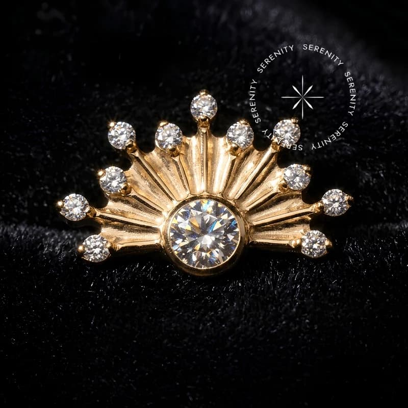 TN1886 - Topo Calda De Pavão - Titânio Revestido de Ouro 18k — foto 1