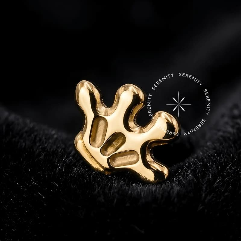 TN1911 - Topo Mãozinha Mickey Mouse - Titânio Revestido de Ouro 18k — foto 1