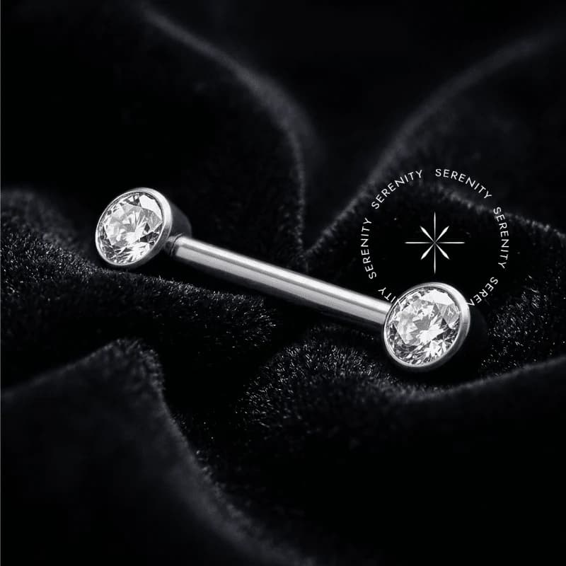 TN819 - Nipple CZ Flat Push Pin - Titânio Grau Implante — foto 1