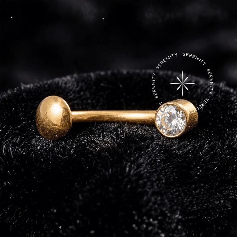TN2041 - Piercing Umbigo Floating Push Pin - Titânio Revestido de Ouro 18k — foto 1