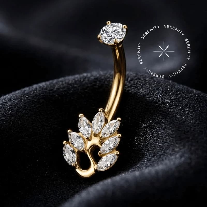 TF19770 - Piercing Umbigo Cisne Luxo - Titânio Revestido de Ouro 18k — foto 1