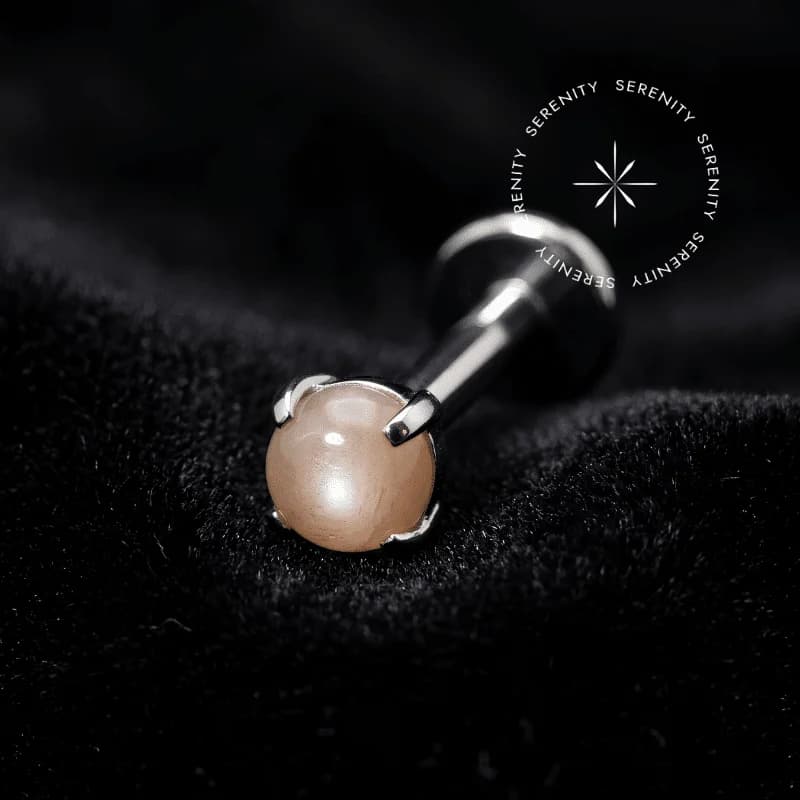 TN1807 - Topo Esfera Pedra da Lua Laranja - Titânio Grau Implante (ASTM F136) — foto 1