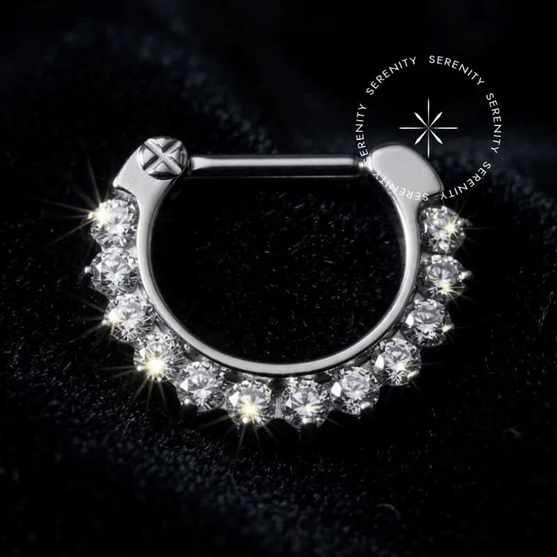 TN128 - Argola Clicker Cravejada Frontal - Titânio Grau Implante (ASTM F136) — foto 1