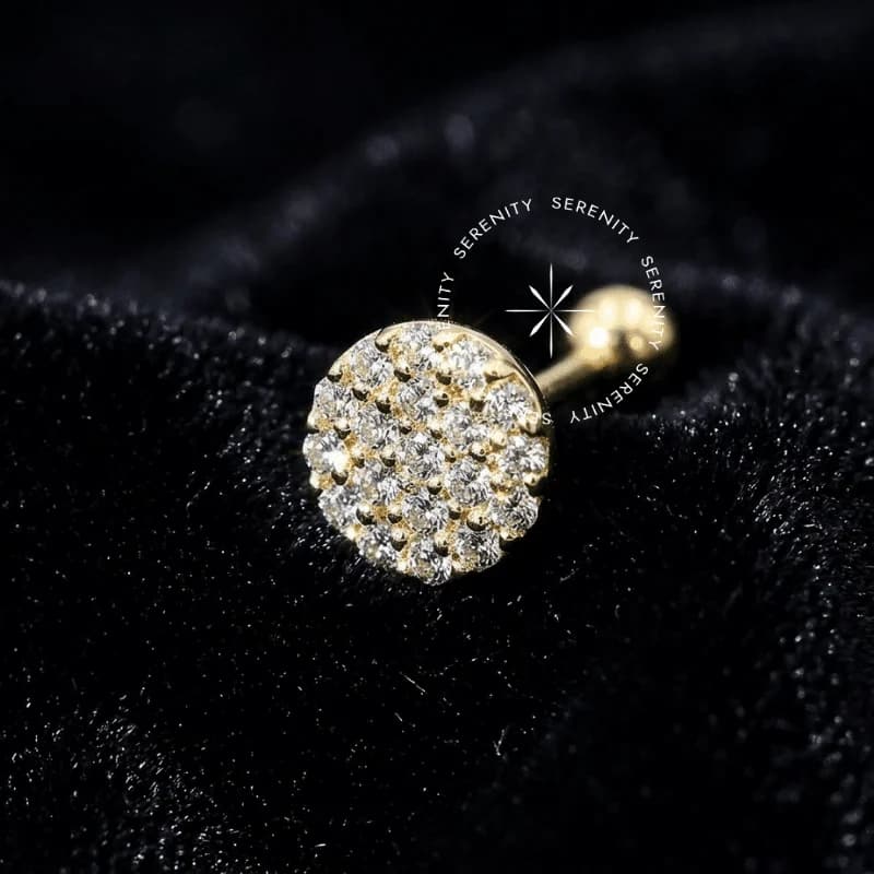 OR28 - Microbell Mandala Cravejada - Ouro 18K Maciço — foto 1