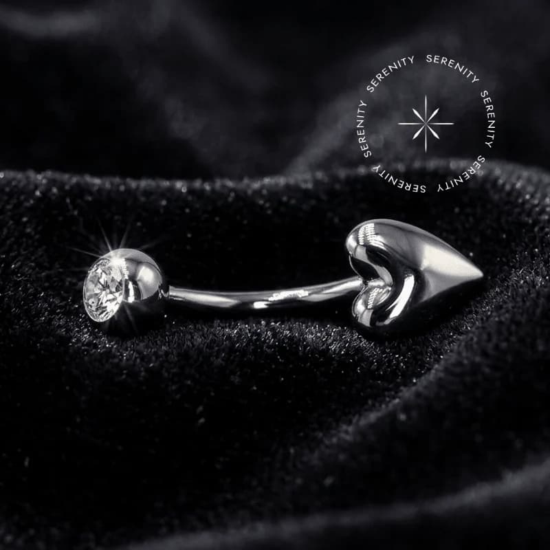 TN1217 - Navel com Base de Coração e Zircônia - Titânio Grau Implante (ASTM F136) — foto 1