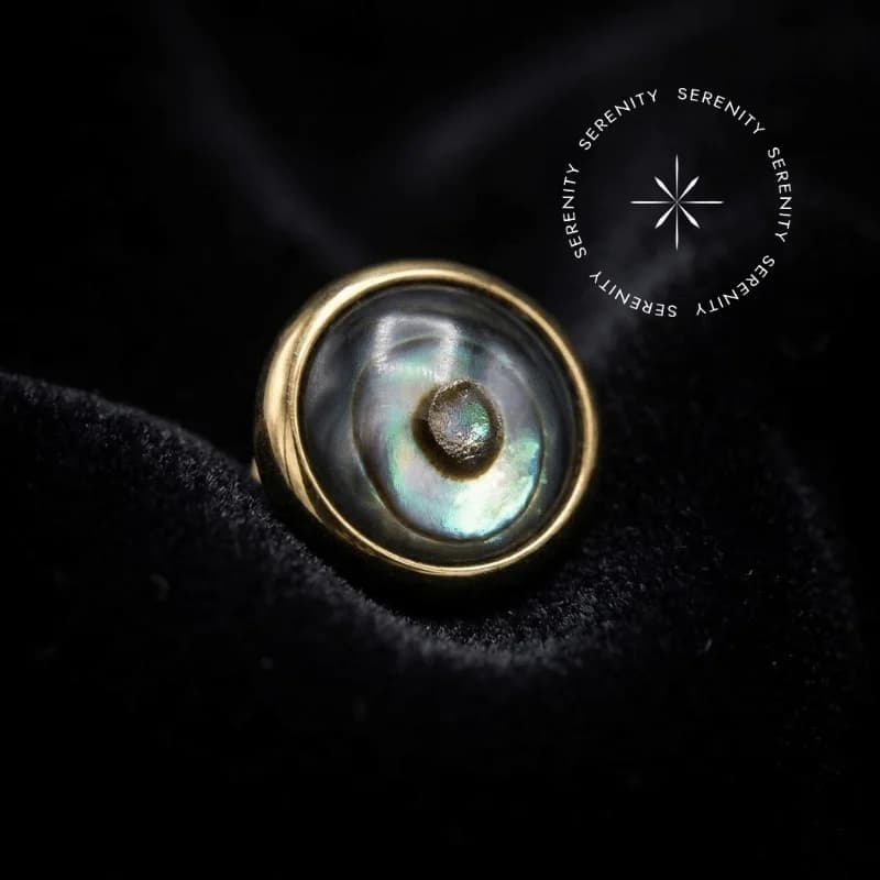 TN1334 - Topo Abalone Microdermal 1.6mm - Titânio Revestido de Ouro 18k — foto 1