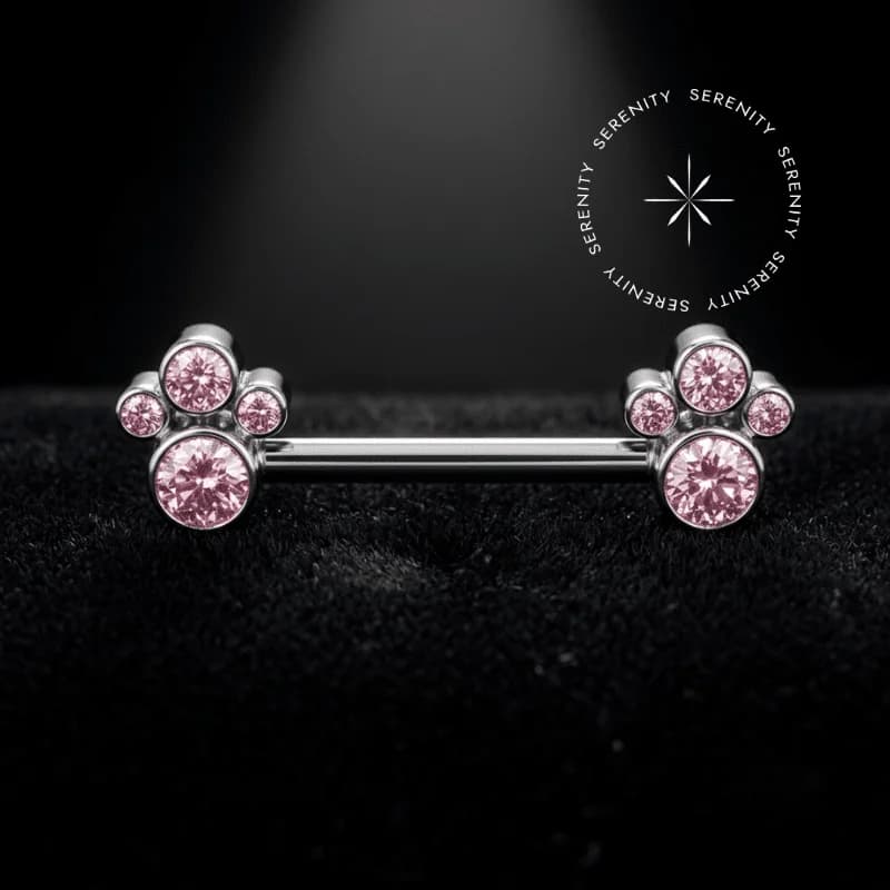 TN 3222 - Piercing Mamilo Cravejado Cluster - Titânio Grau Implante (ASTM F136) — foto 1