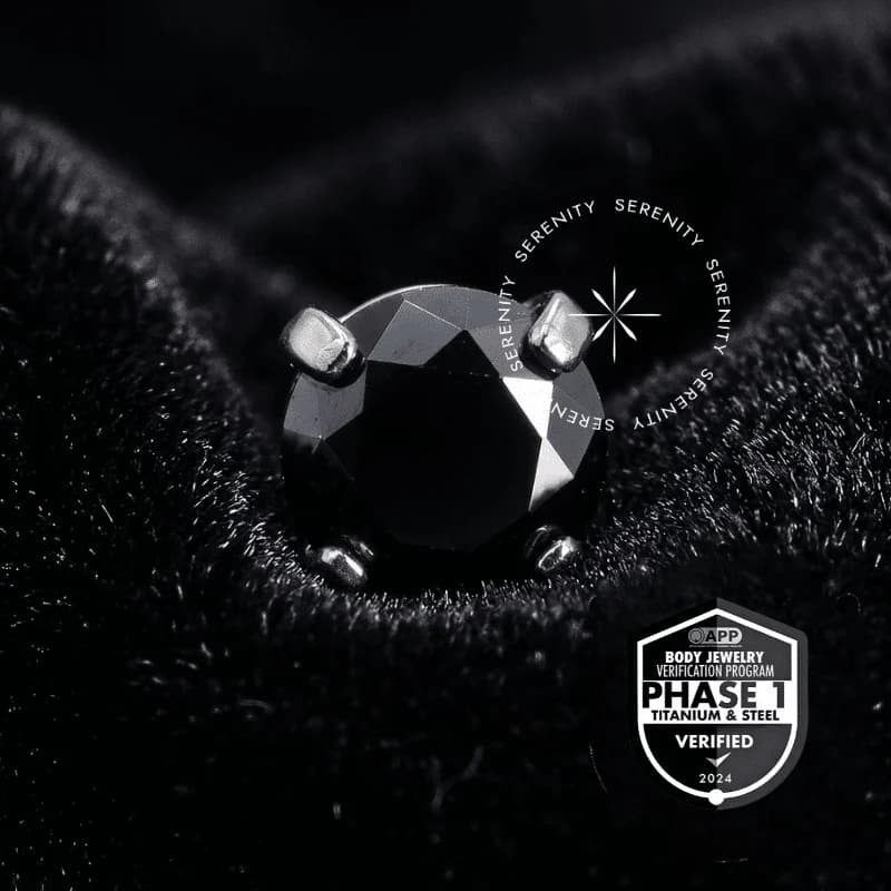 TT11 - Topo Zircônia Black Prongset Push Pin - Titânio Mill® ASTM F136 — foto 1
