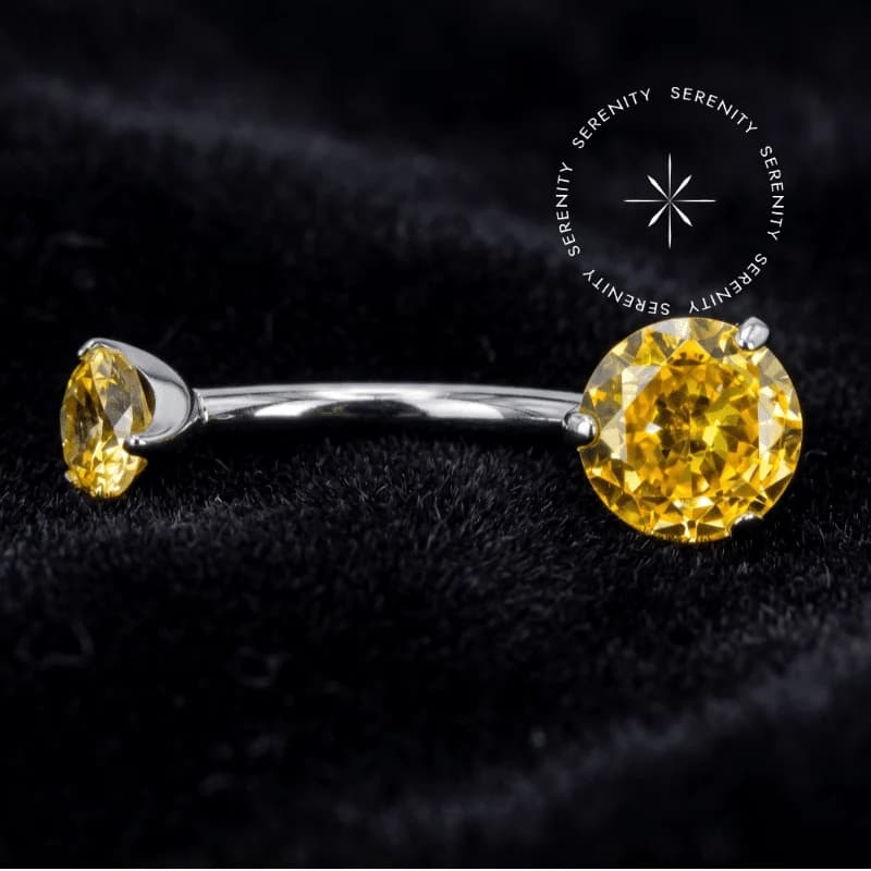 TN2199 - Piercing Umbigo Navel Zircônia Amarela - Titânio Grau Implante (ASTM F136) — foto 1