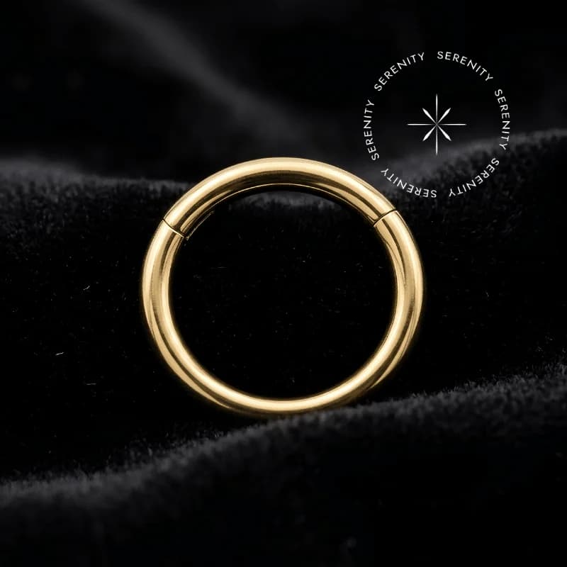 TN623 - Argola Clicker Segmento Liso - Titânio Revestido de Ouro 18k — foto 1