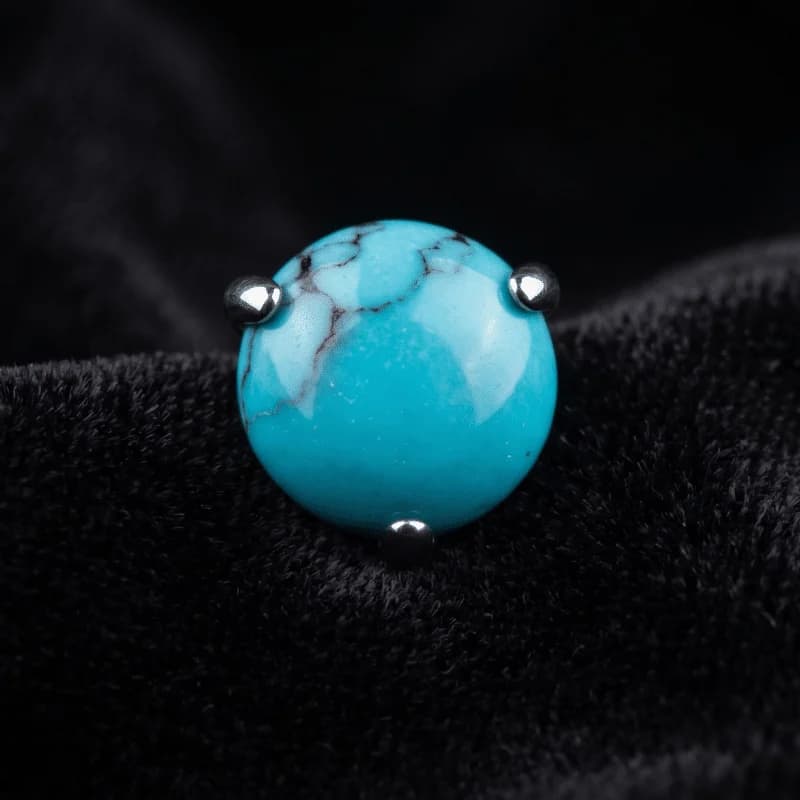 TA00002 - Topo de Pedra Natural Turquesa - Titânio Grau Implante (ASTM F136) — foto 1