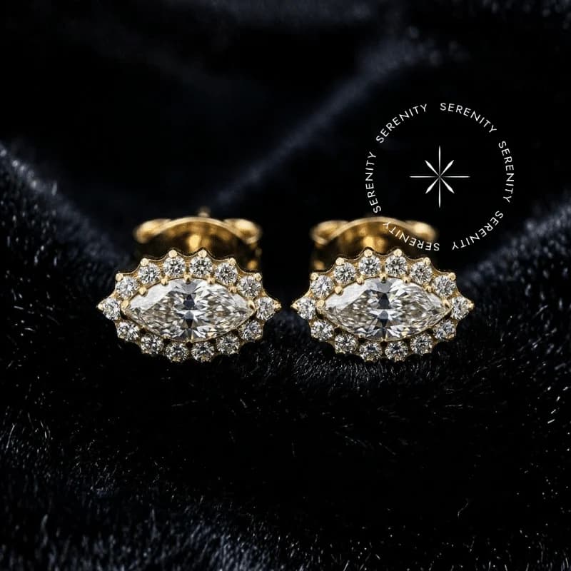 TN2132 - Brinco Marquise - Titânio Revestido de Ouro 18k — foto 1