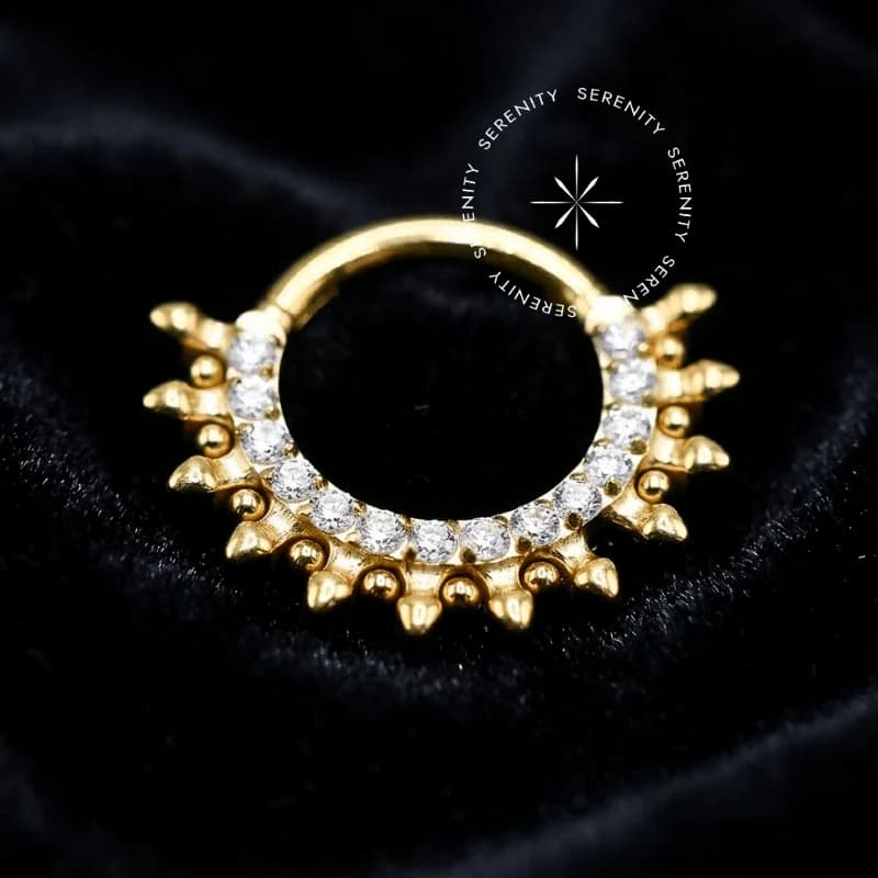 TN1361 - Argola Frontal Espinhos - Titânio Revestido de Ouro 18k — foto 1