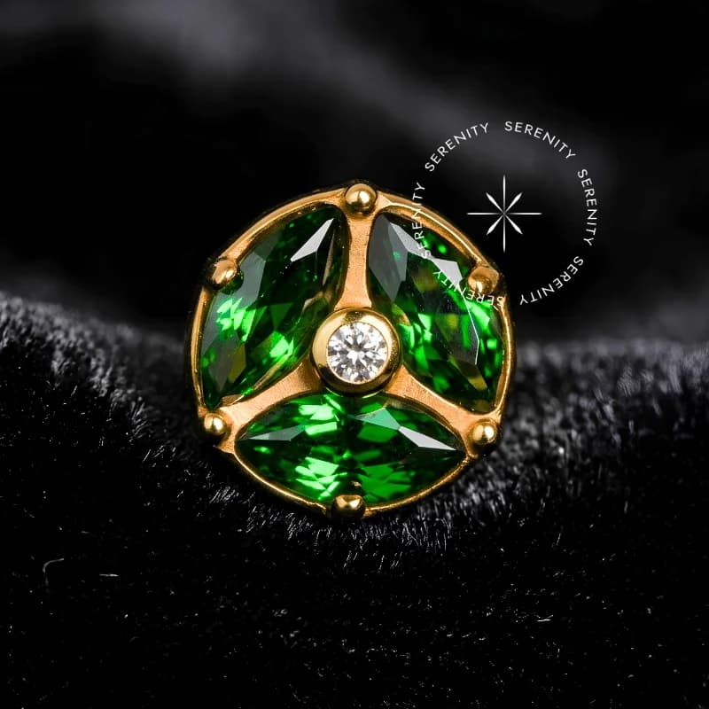 TN1918 - Topo Verde Imperial - Titânio Revestido de Ouro 18k — foto 1