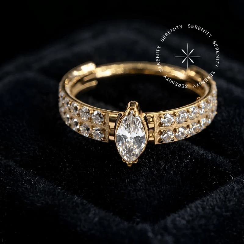 TN 223 - Argola Clicker Cravejada Linha Dupla e Navete - Titânio Revestido de Ouro 18k — foto 1