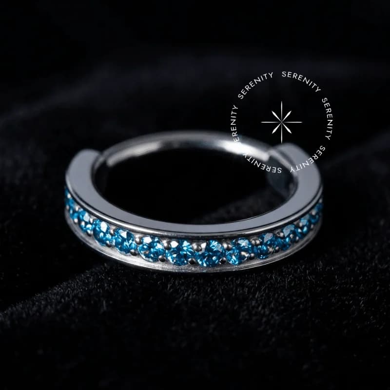 TN137 - Argola Clicker Aqua Blue - Titânio Grau Implante (ASTM F136) — foto 1
