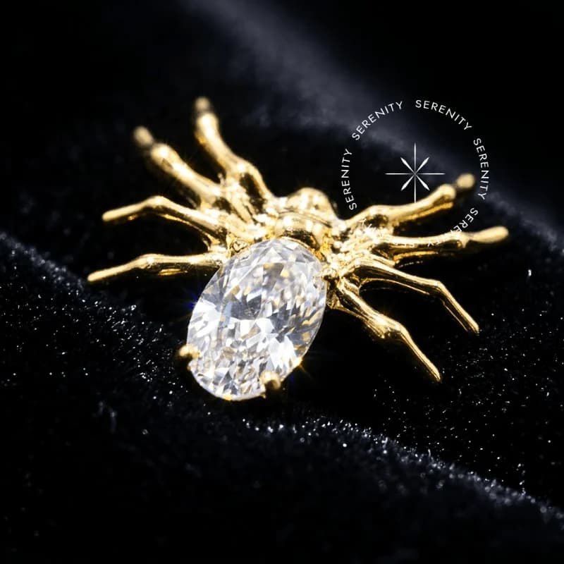 TN677 - Topo Big Aranha Cristal - Titânio Revestido de Ouro 18k — foto 1