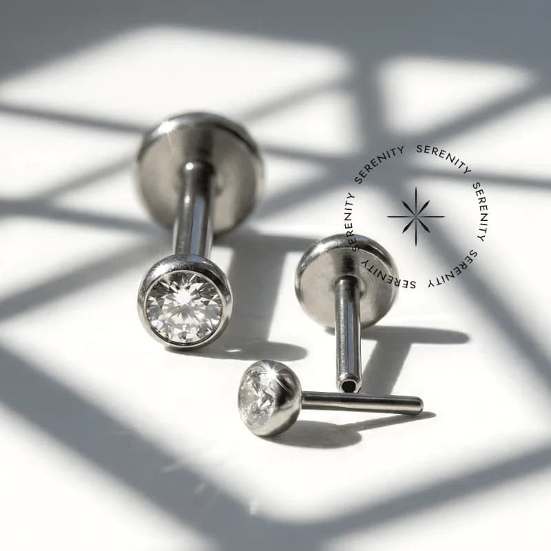 TN135 - Topo Cravejado Flat Push Pin - Titânio Grau Implante (ASTM F136) — foto 1