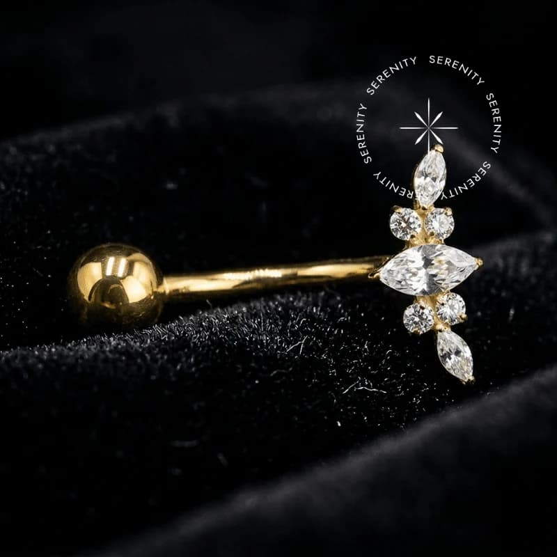TN1492 - Piercing Umbigo Brisa Floral - Titânio Revestido de Ouro 18k — foto 1
