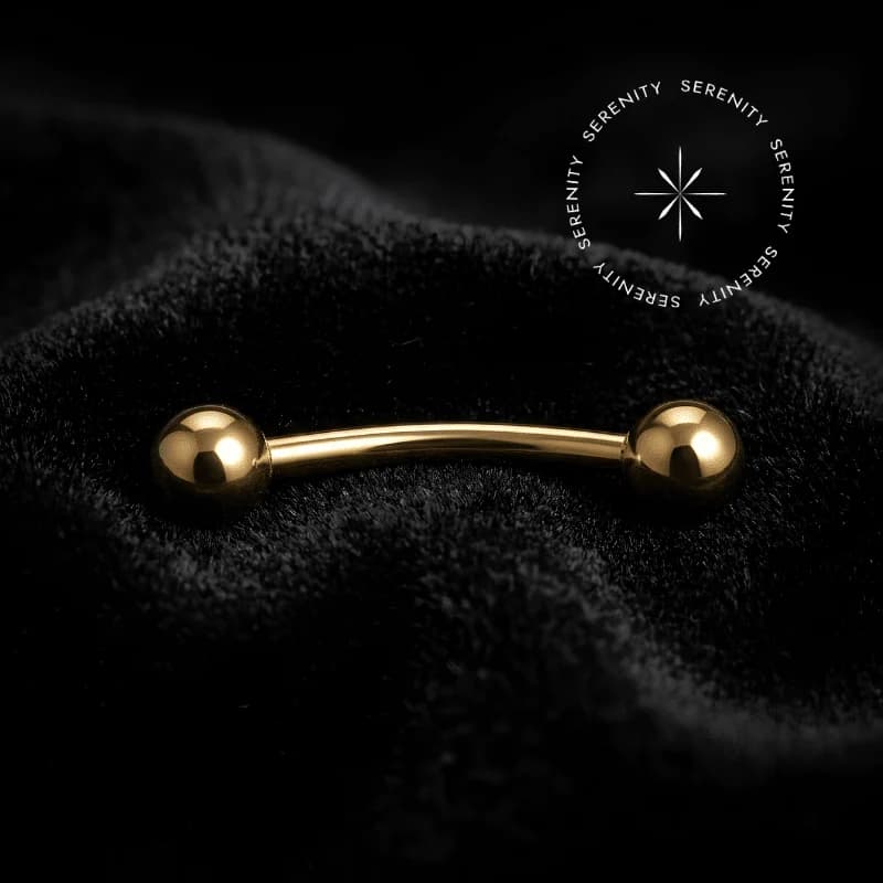 TN564 - Microbell Curvo com Esferas - Titânio Revestido de Ouro 18k — foto 1