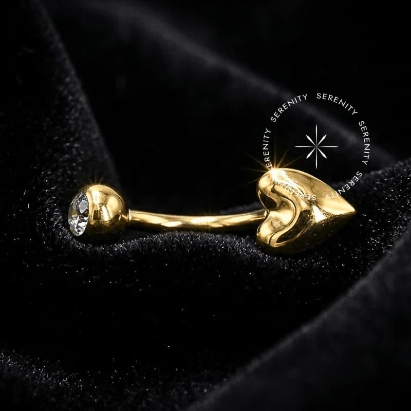 TN1218 - Piercing Umbigo Coração Liso - Titânio Revestido de Ouro 18k — foto 1