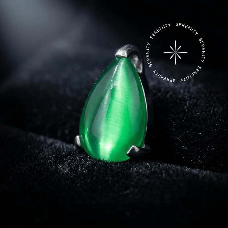 TN1803 - Topo Gota Ágata Verde - Titânio Grau Implante (ASTM F-136) — foto 1