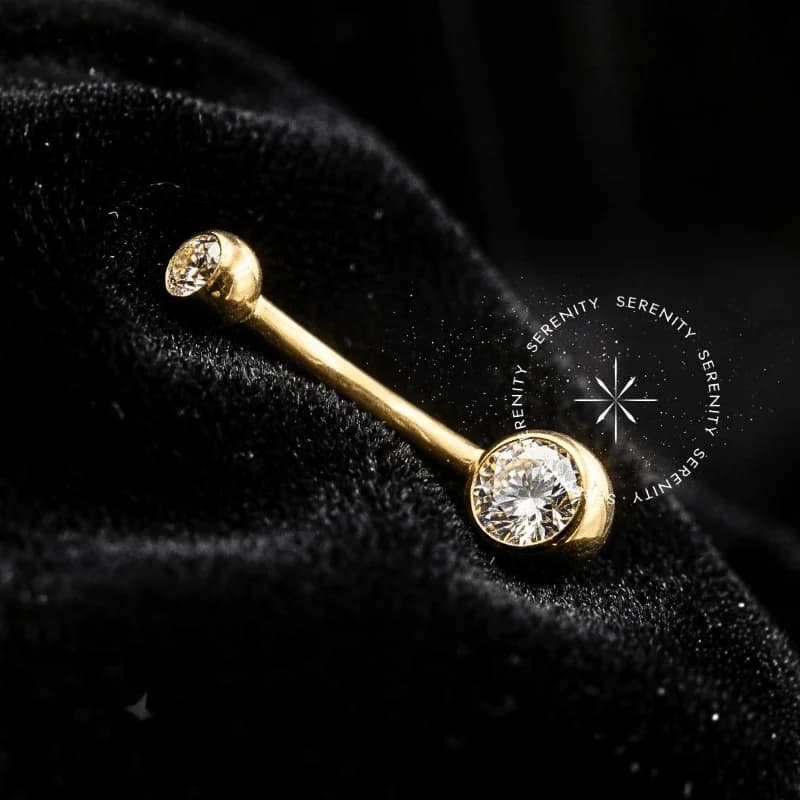 TN359 - Piercing Umbigo Zircônia Tradicional - Titânio Revestido de Ouro 18k — foto 1