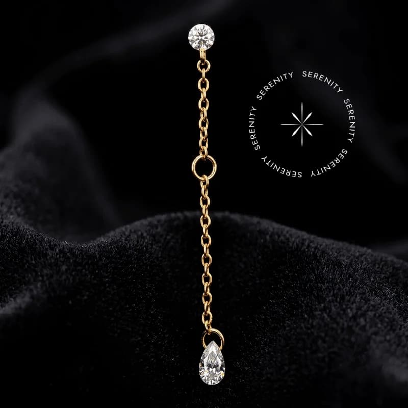 TN2092 - Pingente CZ Gota - Titânio Revestido de Ouro 18k — foto 1