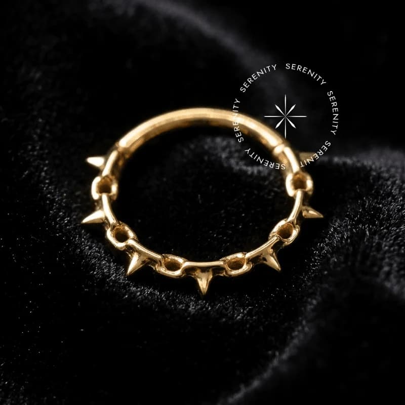 TN1379 - Argola Corrente de Espinhos - Titânio Revestido de Ouro 18k — foto 1