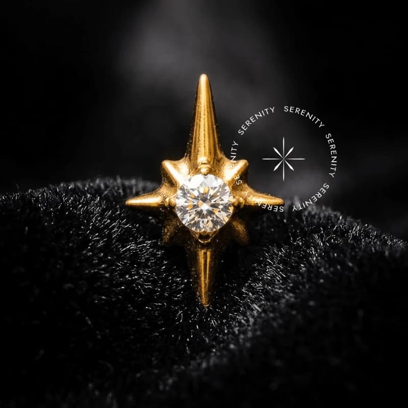 TN2086 - Topo Estrela Dalva - Titânio Revestido de Ouro 18k — foto 1