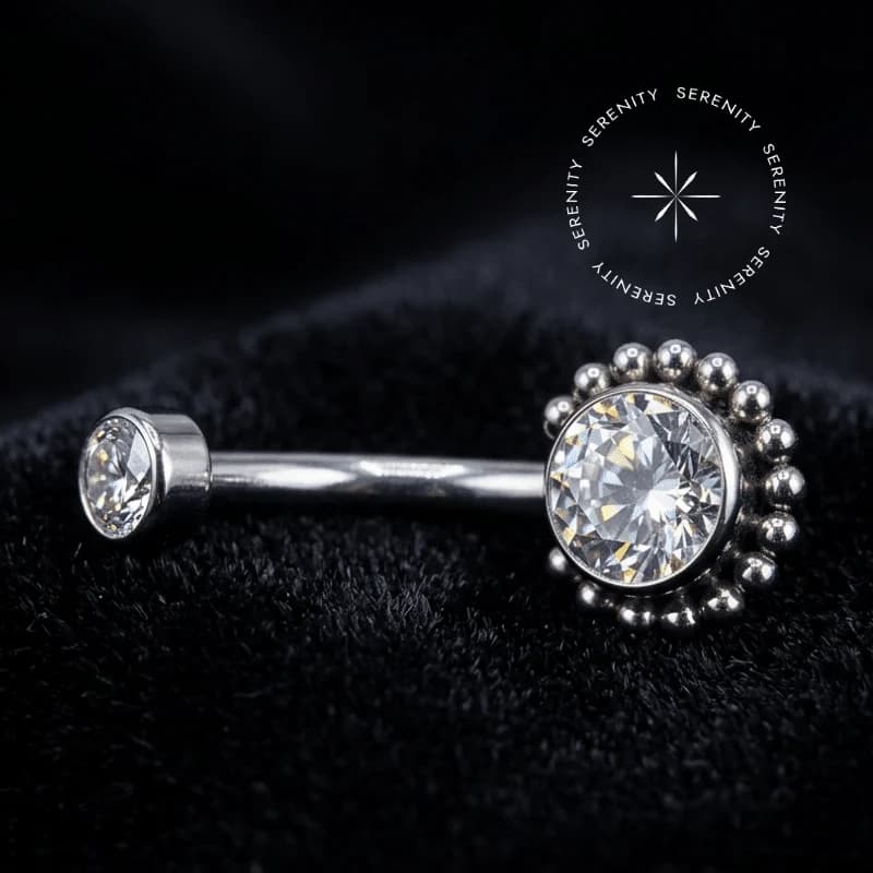 TN659 Piercing Umbigo Big Sol Zircônia Esferas Titânio ASTM F136 — foto 1