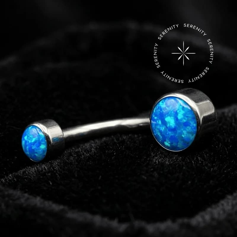 TN85 - Piercing Umbigo Navel Opala Flat - Titânio Grau Implante (ASTM F136) — foto 1