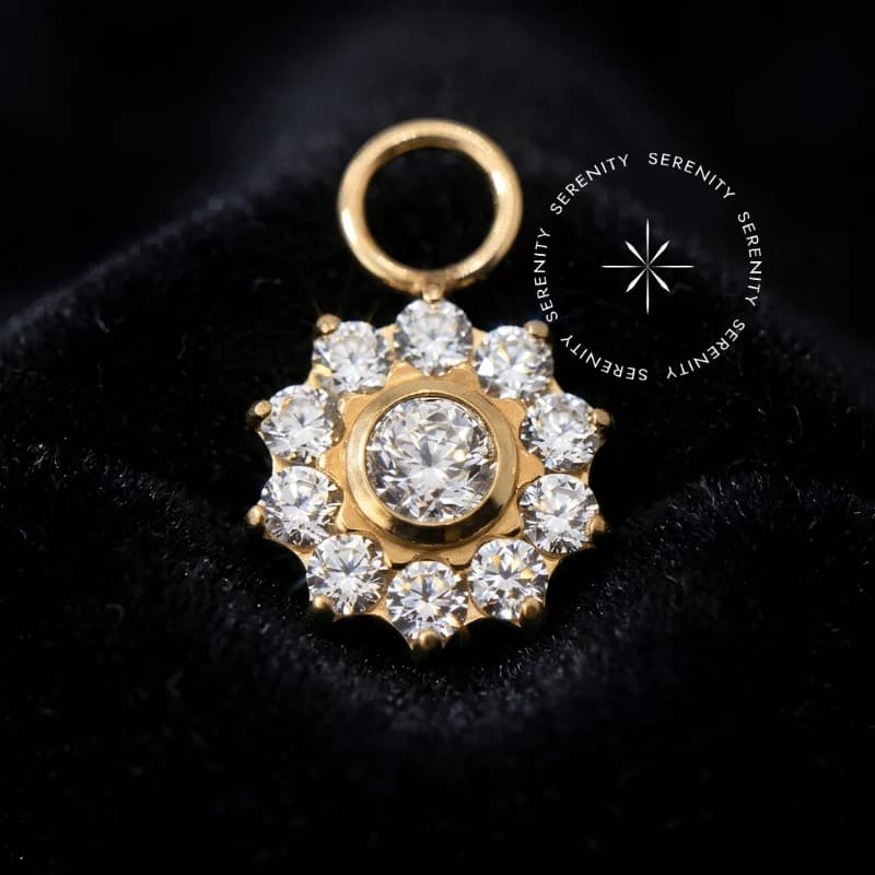 TN1636 - Pingente Flor 10 Pétalas - Titânio Revestido de Ouro 18k — foto 1